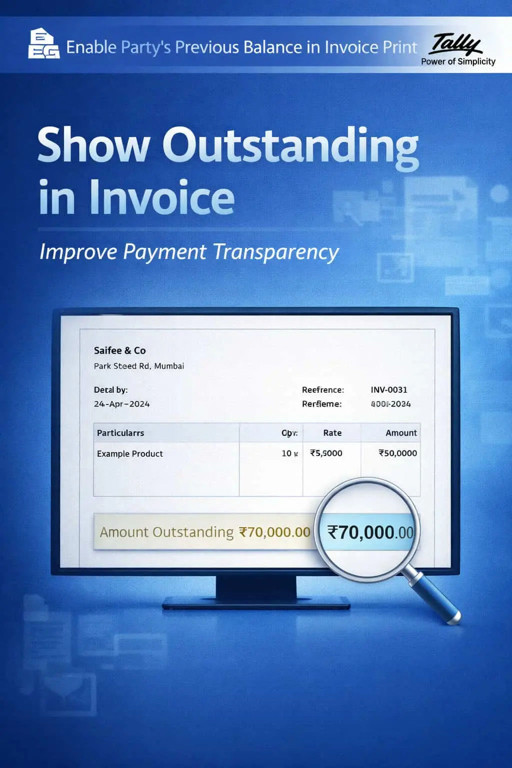 Enable Party's Previous Balance in Invoice Print